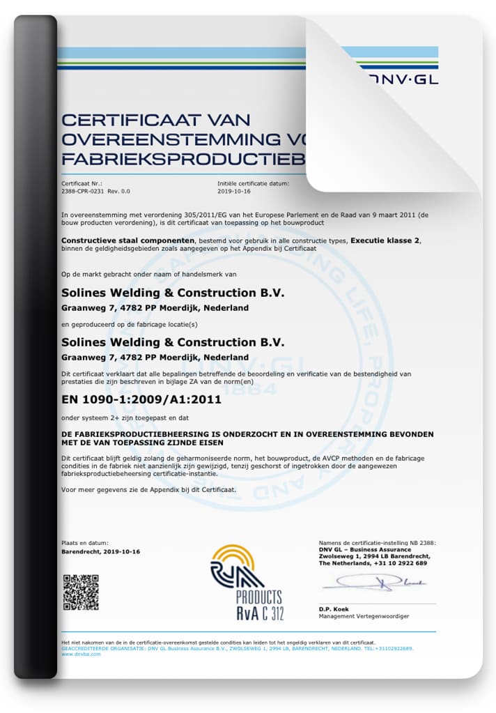Certificaat EN 1090-1 NLD